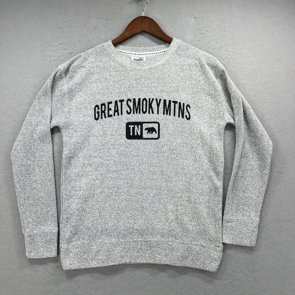 Great Smoky Mountains Pacific Co Sweatshirt Men Small Gray TN Bear Souvenir Gorp
